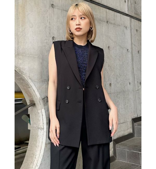 MURUA「ピークドラペルダブルミドルジレ」|ベスト・ジレ|
