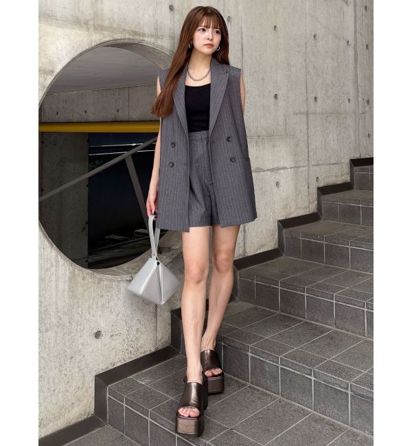 MURUA「ピークドラペルダブルミドルジレ」|ベスト・ジレ|