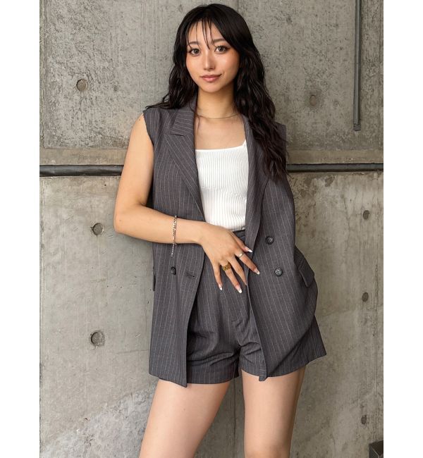 MURUA「ピークドラペルダブルミドルジレ」|ベスト・ジレ|