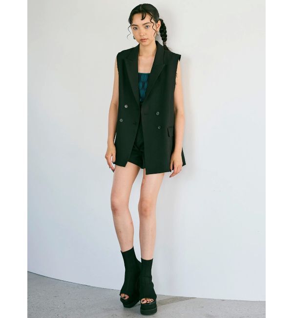 MURUA「ピークドラペルダブルミドルジレ」|ベスト・ジレ|