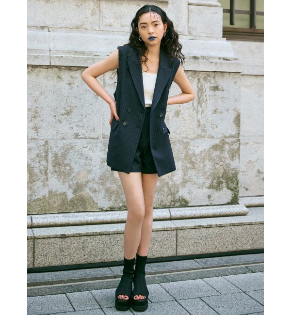 MURUA「ピークドラペルダブルミドルジレ」|ベスト・ジレ|