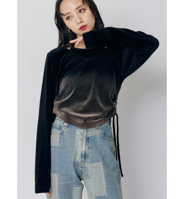 MURUA「ホルターネックベロアトップス」|Tシャツ・カットソー|ブラック