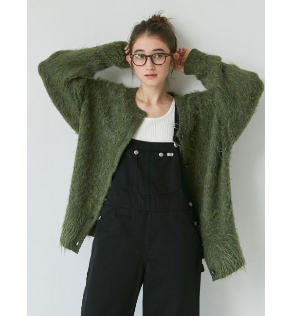 Ungrid「フェザーヤーンニットカーデ」|カーディガン|グリーン