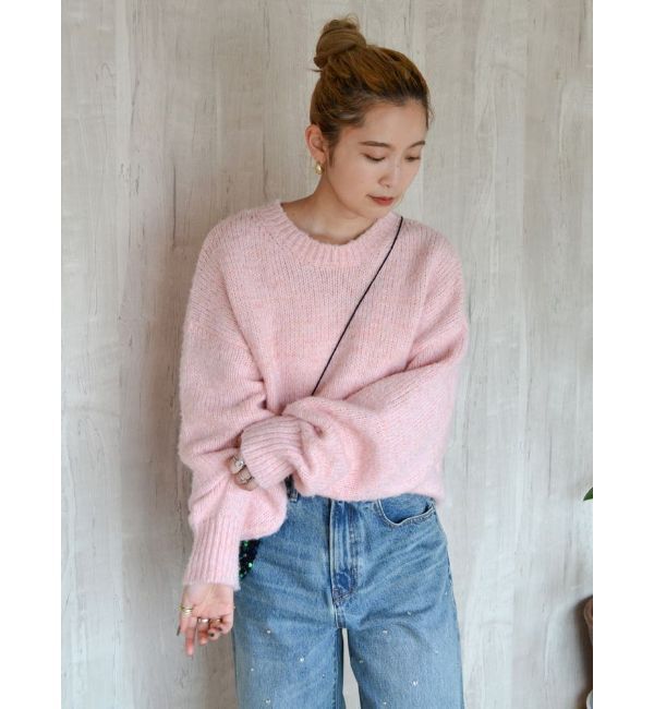Ungrid「カラーモヘア混ルーズニット」|ニット・セーター|ピンク