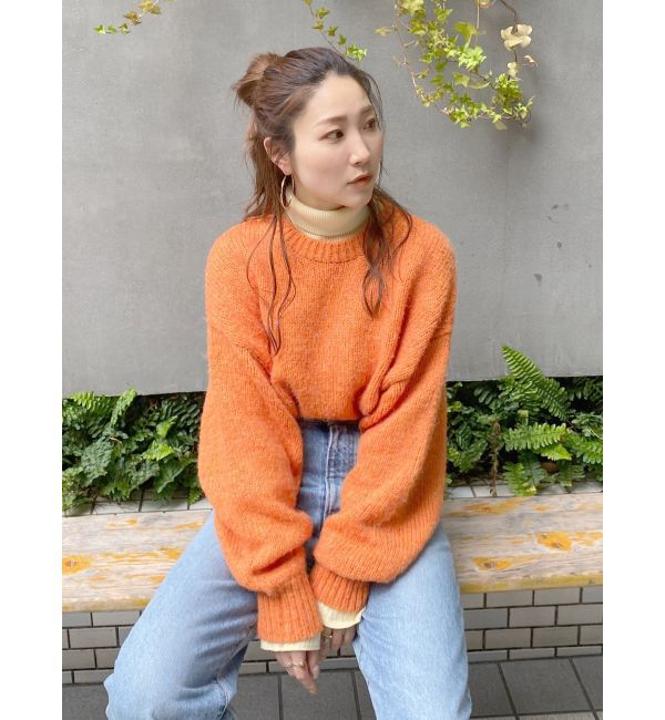 Ungrid「カラーモヘア混ルーズニット」|ニット・セーター|オレンジ