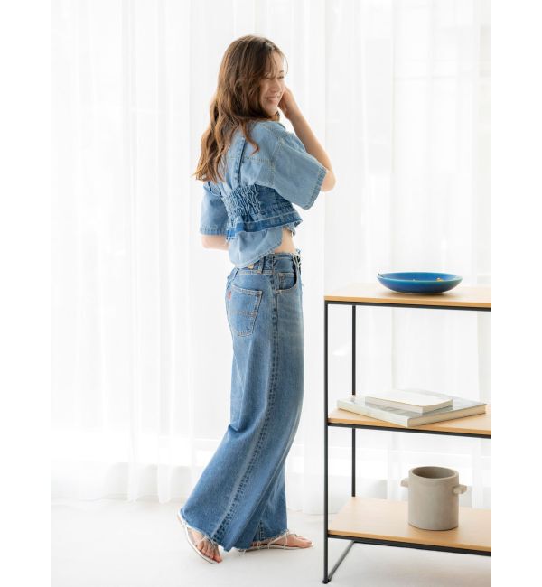 Ungrid「ウエストカットクラッシュストレートデニム」|デニム|