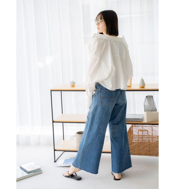 Ungrid「ウエストカットクラッシュストレートデニム」|デニム|