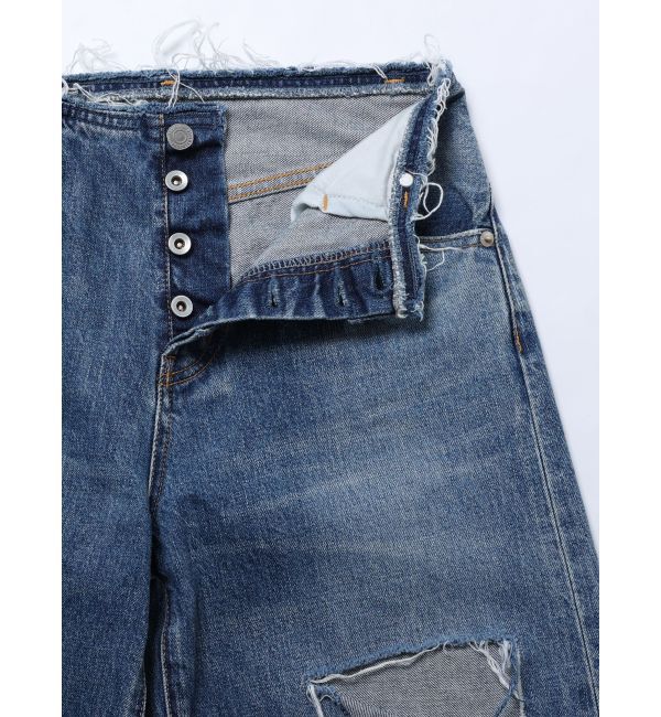 Ungrid「ウエストカットクラッシュストレートデニム」|デニム|