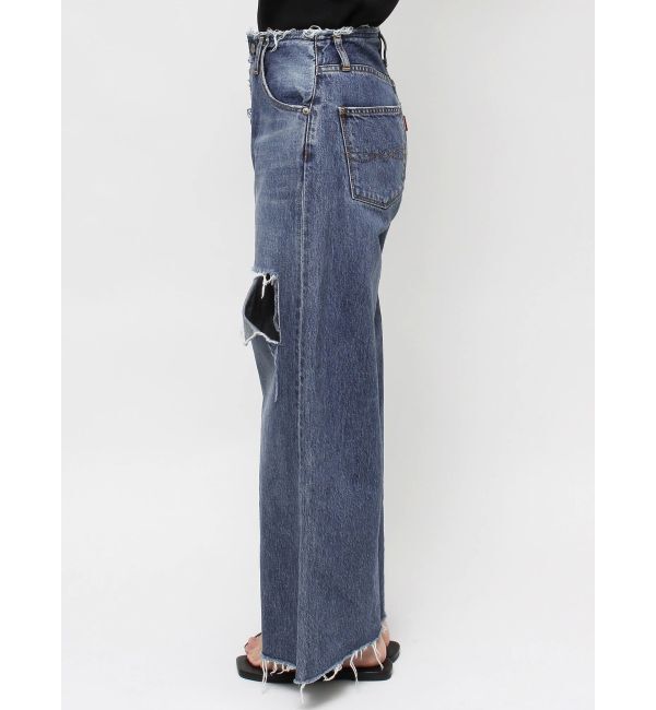 Ungrid「ウエストカットクラッシュストレートデニム」|デニム|