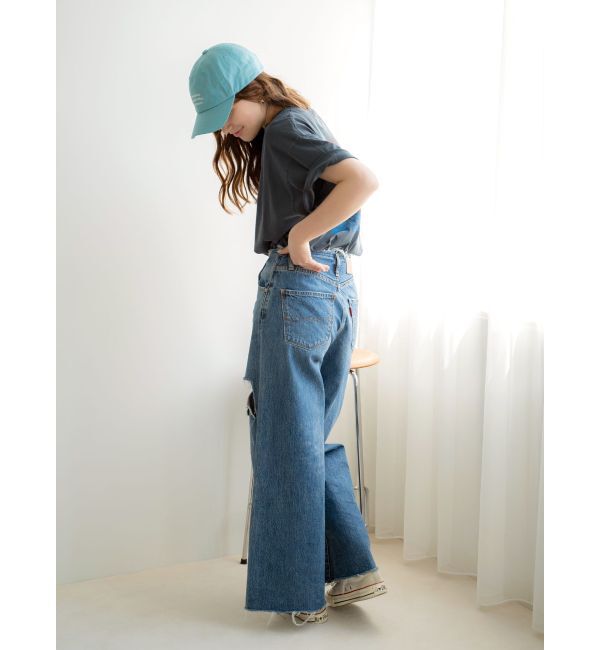 Ungrid「ウエストカットクラッシュストレートデニム」|デニム|