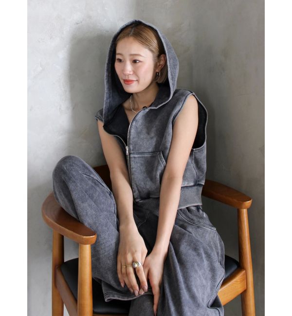 Ungrid「ヴィンテージウォッシュジップノースリパーカー」|パーカー|