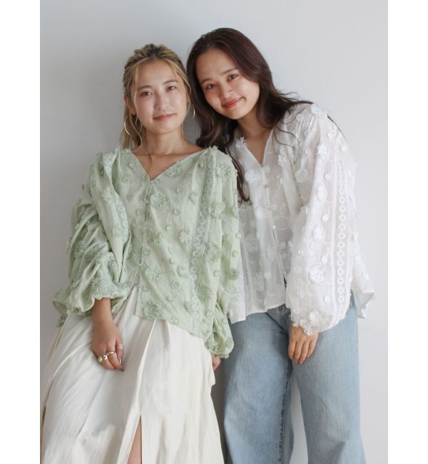 Ungrid「スリーブボリュームジャカードブラウス」|シャツ・ブラウス|