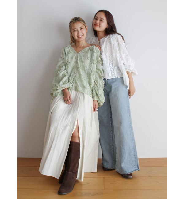 Ungrid「スリーブボリュームジャカードブラウス」|シャツ・ブラウス|