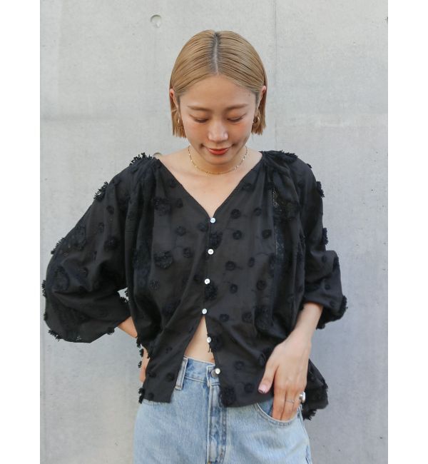 Ungrid「スリーブボリュームジャカードブラウス」|シャツ・ブラウス|