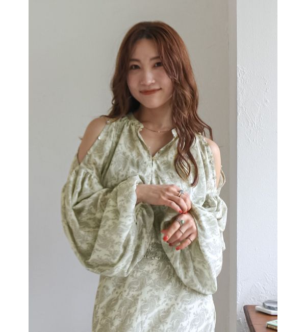 Ungrid「フラワープリントショートブラウス」|シャツ・ブラウス|アイボリー