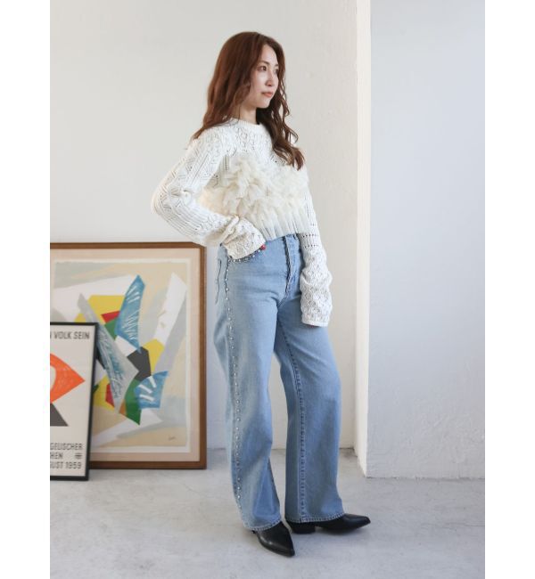 Ungrid「スタッズルーズデニム」|デニム|
