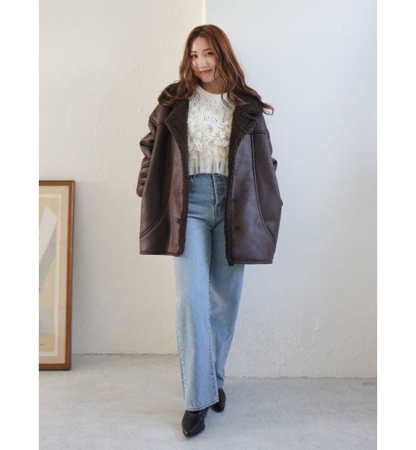 Ungrid「スタッズルーズデニム」|デニム|