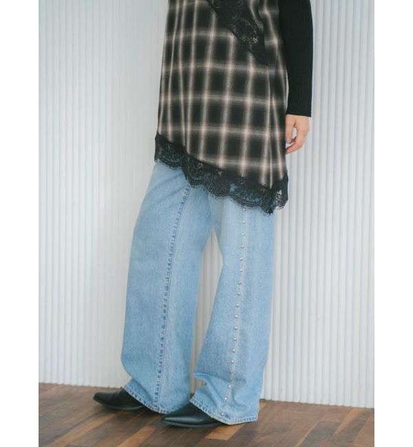 Ungrid「スタッズルーズデニム」|デニム|