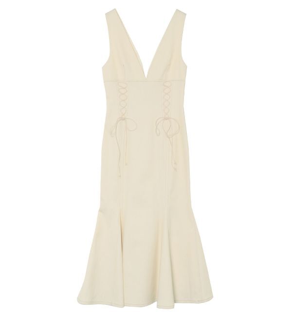 LAGUNAMOON「レースアップマーメイドデニムワンピース」|ワンピース|ホワイト