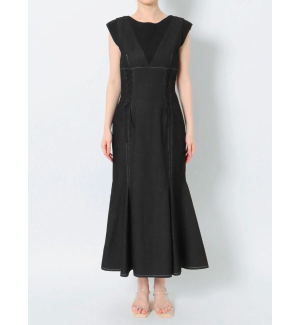 LAGUNAMOON「レースアップマーメイドデニムワンピース」|ワンピース|