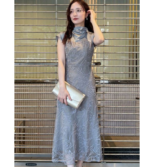 LAGUNAMOON「LADYモール刺繍ドッキングワンピース」|ドレス|ライトグレー