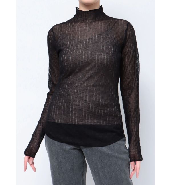 LAGUNAMOON「シアーブロックチェックニットプルオーバー」|ニット・セーター|