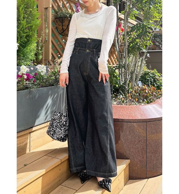 LAGUNAMOON「ハイウエストデニムバギーパンツ」|デニム|