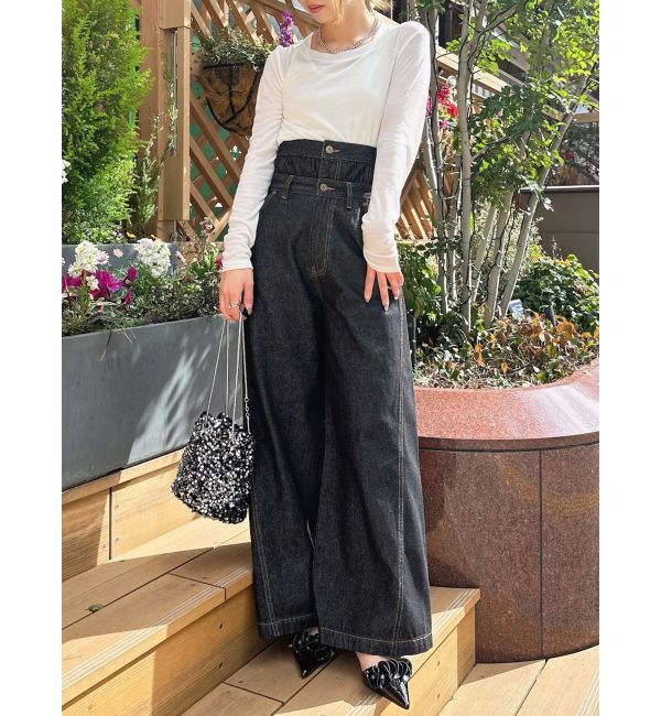 LAGUNAMOON「ハイウエストデニムバギーパンツ」|デニム|