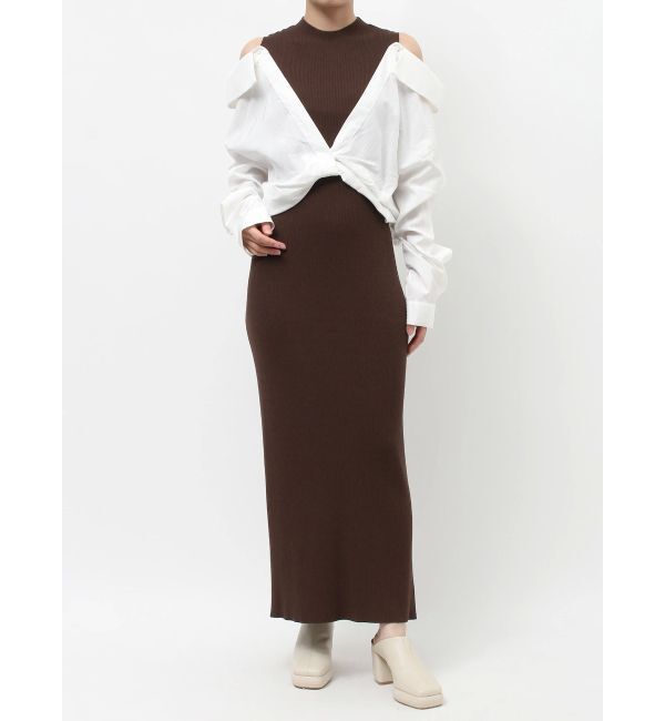 LAGUNAMOON「シャツドッキングリブニットワンピース」|ワンピース|