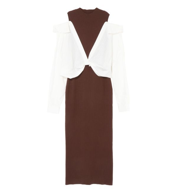 LAGUNAMOON「シャツドッキングリブニットワンピース」|ワンピース|