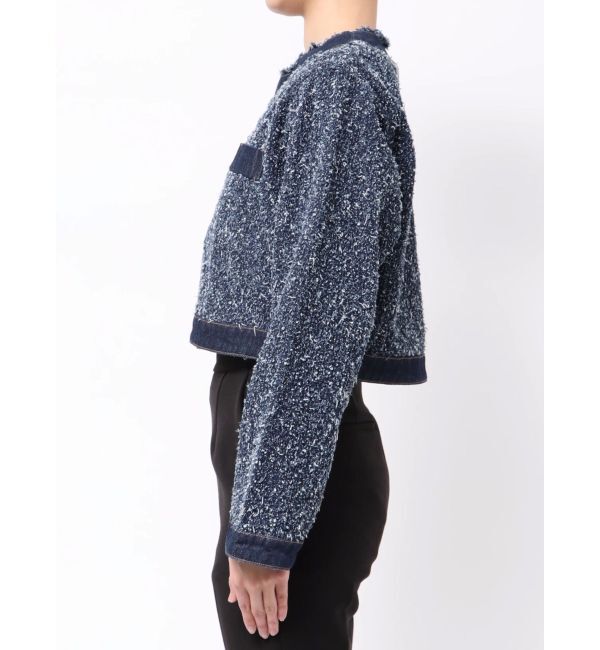 LAGUNAMOON「ツイードライクノーカラーデニムジャケット」|デニムジャケット|