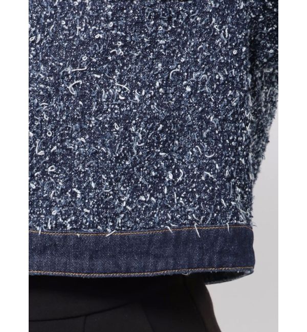 LAGUNAMOON「ツイードライクノーカラーデニムジャケット」|デニムジャケット|