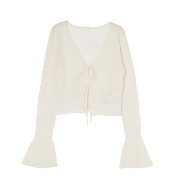 LAGUNAMOON「スパークラメリボンニットカーディガン」|カーディガン|アイボリー