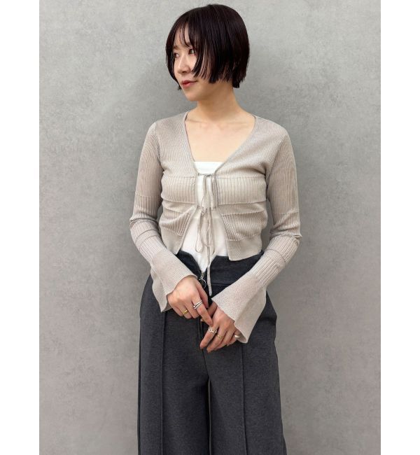 LAGUNAMOON「スパークラメリボンニットカーディガン」|カーディガン|