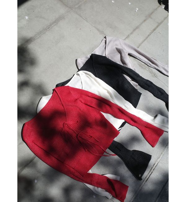 LAGUNAMOON「スパークラメリボンニットカーディガン」|カーディガン|