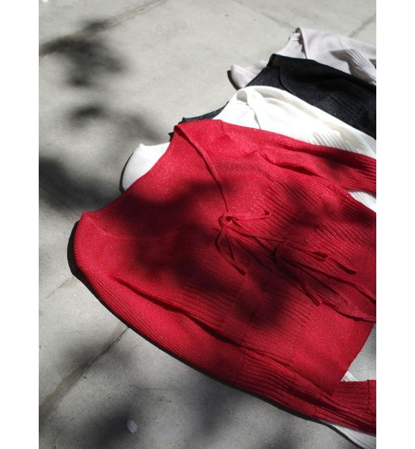 LAGUNAMOON「スパークラメリボンニットカーディガン」|カーディガン|