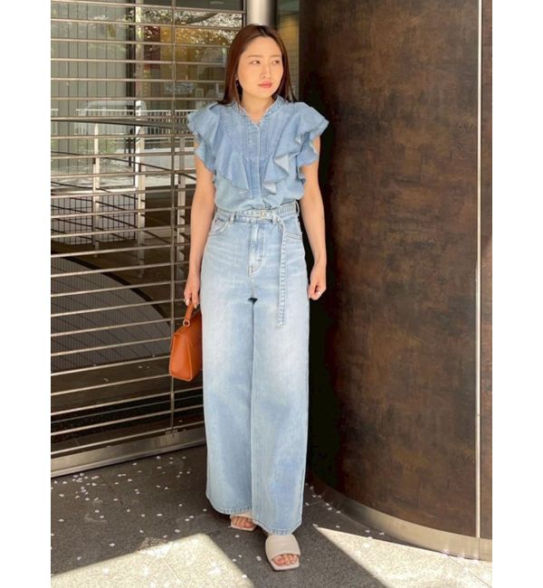 LAGUNAMOON「【Leeコラボ】ハイライズセミワイドパンツ」|デニム|