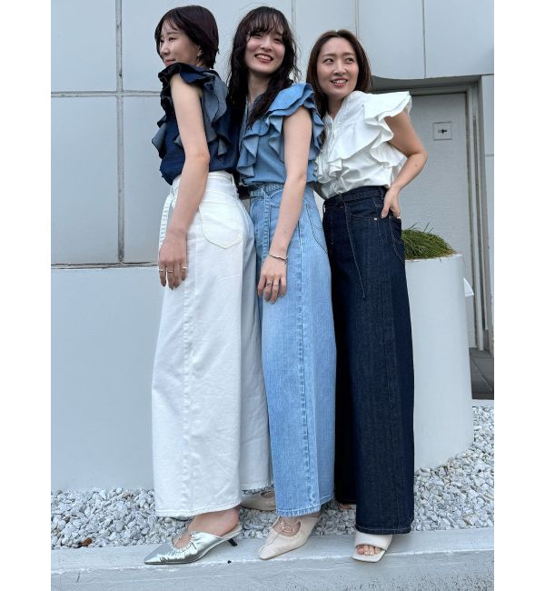 LAGUNAMOON「【Leeコラボ】ハイライズセミワイドパンツ」|デニム|