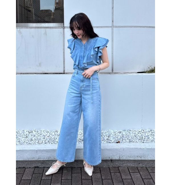 LAGUNAMOON「【Leeコラボ】ハイライズセミワイドパンツ」|デニム|
