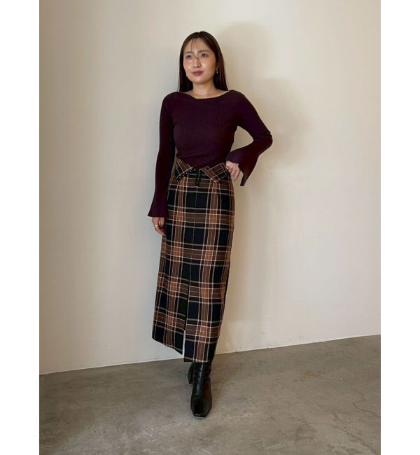 LAGUNAMOON「ロービングチェックナロースカート」|スカート|