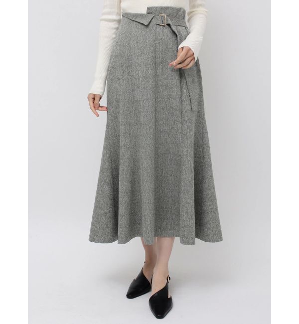 LAGUNAMOON「ネップツイードラペルマーメイドスカート」|スカート|カーキ