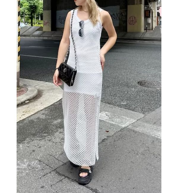 EVRIS「メッシュロングワンピース」|ワンピース|ホワイト