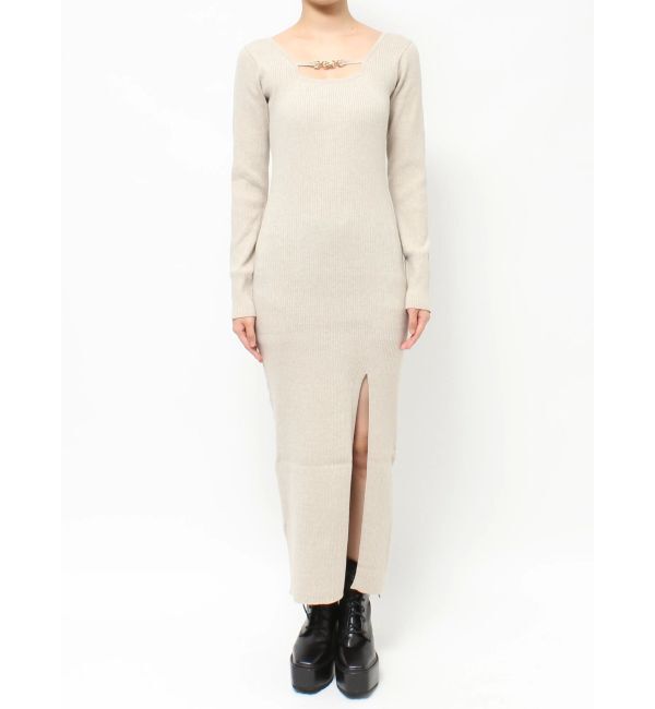 EVRIS「デコルテラインロングニットワンピース」|ワンピース|