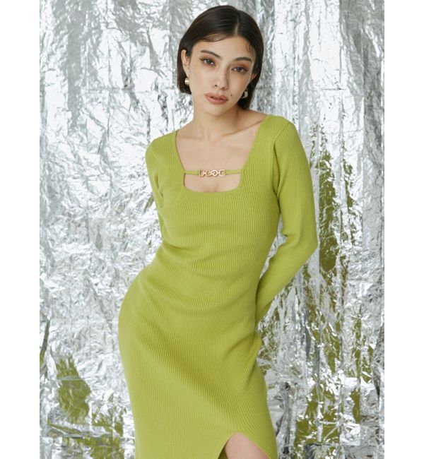 EVRIS「デコルテラインロングニットワンピース」|ワンピース|