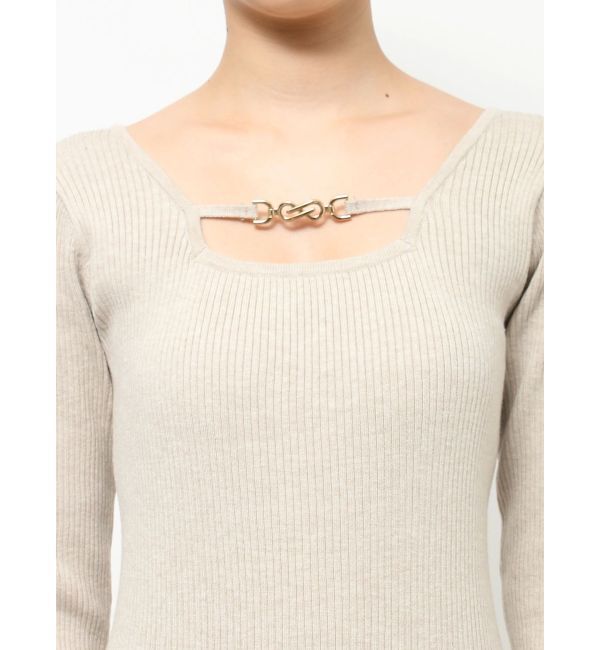 EVRIS「デコルテラインロングニットワンピース」|ワンピース|