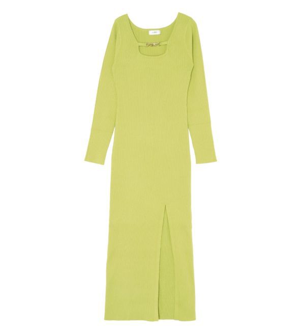EVRIS「デコルテラインロングニットワンピース」|ワンピース|