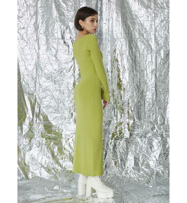 EVRIS「デコルテラインロングニットワンピース」|ワンピース|