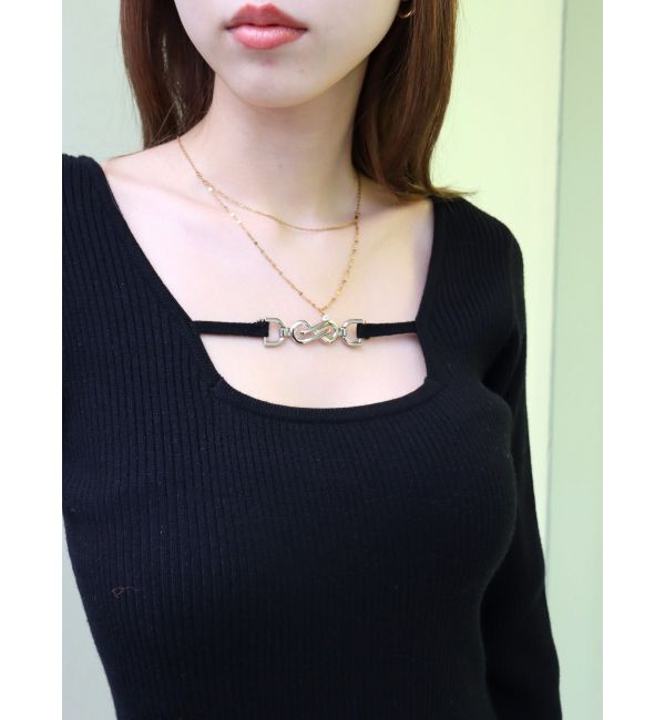 EVRIS「デコルテラインロングニットワンピース」|ワンピース|