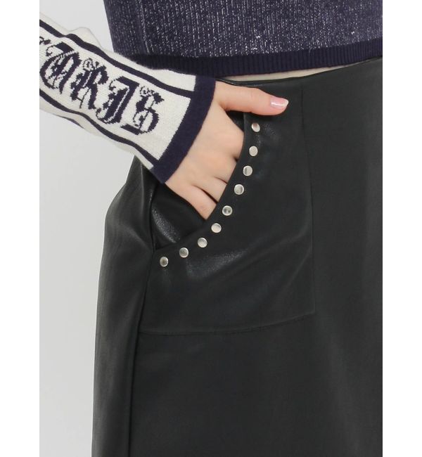 EVRIS「フェイクレザースタッズミニスカート」|スカート|