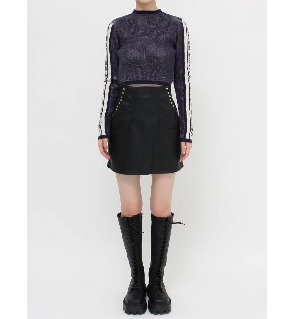 EVRIS「フェイクレザースタッズミニスカート」|スカート|